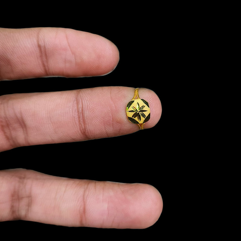 BABY JEWELLERY- TRJ (PRY17S) (WGT: 0.230 GM APPROX) 375 9KT HUID HALLMARK GOLD BABY FINGER RING 1 PIECE FOR RICE CEREMONY & BIRTHDAY.