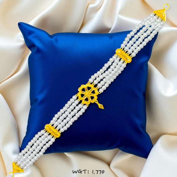 TRJ WGT: 1.770 GM APPROX 22KT HALLMARK HUID GOLD MOTI CHOKER 1 PIECE WITH ADJUSTABLE TASSEL.