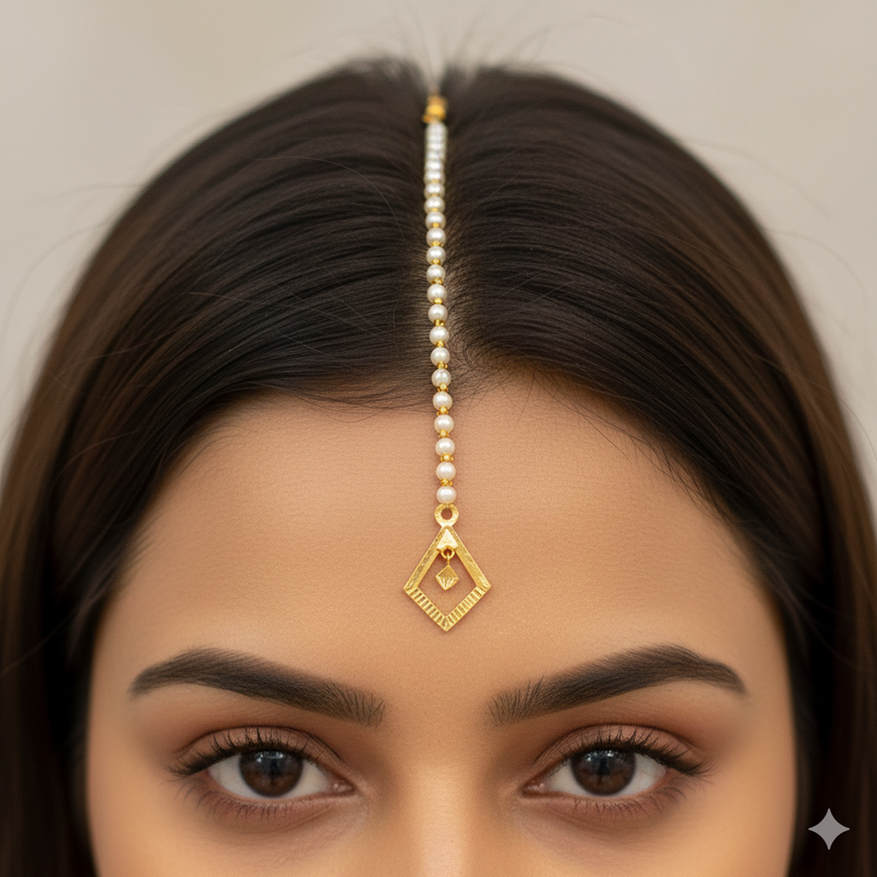 GOLD TICKLY- TRJ WGT: 0.370 GM APPROX 18KT HUID HALLMARK GOLD MOTI TICKLY (MANGTIKA) 1 PIECE FOR MARRIAGE.
