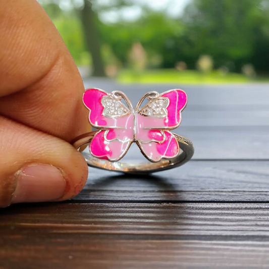 RAJLAXMI (SIZE:16) HALLMARK 925 SILVER FINGER BUTTERFLY MINAKARI DESIGN RING 1 PIECE FOR WOMEN FOR REGULAR USE - BEST FOR GIFTING (SOLD ON MRP)