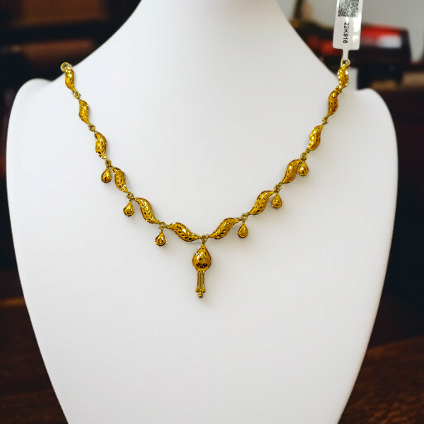 (GNC) RAJLAXMI APC5JL WGT: 3.180 GM APPROX HUID HALLMARK 22KT GOLD NECKLACE 1 PIECE WITH ADJUSTABLE TASSEL.
