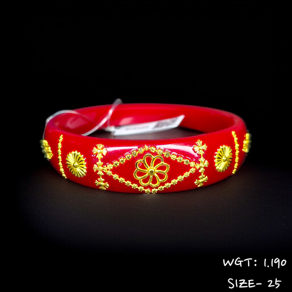 TRJ (SIZE: 25) WGT: 1.190 GM APPROX 22KT HUID HALLMARK GOLD BRACELET POLA BANGLES 1 PIECE (HALF BODY WORK).