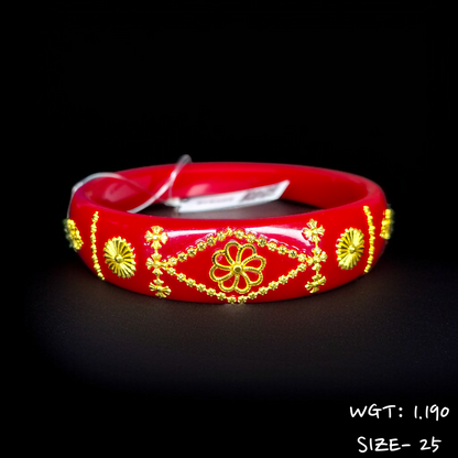 TRJ (SIZE: 25) WGT: 1.190 GM APPROX 22KT HUID HALLMARK GOLD BRACELET POLA BANGLES 1 PIECE (HALF BODY WORK).