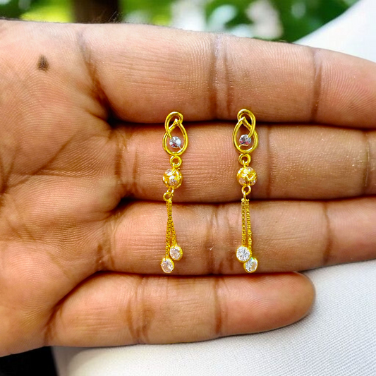 (GER22) BIS CERTIFIED WGT: 1.800 GM APPROX HUID HALLMARK 916 22KT GOLD EARRINGS KANBALA 1 PAIR FOR WOMEN.