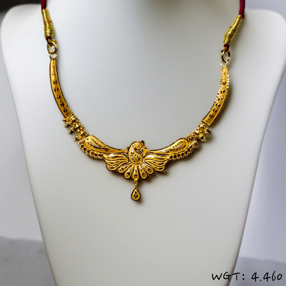RAJLAXMI WGT: 4.460 GM APPROX HUID HALLMARK 22KT GOLD NECKLACE 1 PIECE WITH ADJUSTABLE TASSEL.