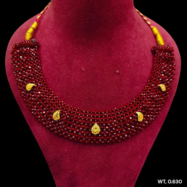GCS9K- (WGT: 0.630 GM APPROX) HUID HALLMARK 375 9KT GOLD CRYSTAL CHATAI NECKLACE 1 PIECE WITH ADJUSTABLE TASSE.