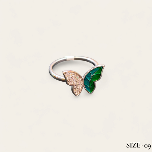 RAJLAXMI HALLMARK 925 SILVER FINGER BUTTERFLY MINAKARI DESIGN RING 1 PIECE FOR WOMEN FOR REGULAR USE - BEST FOR GIFTING (SOLD ON MRP)