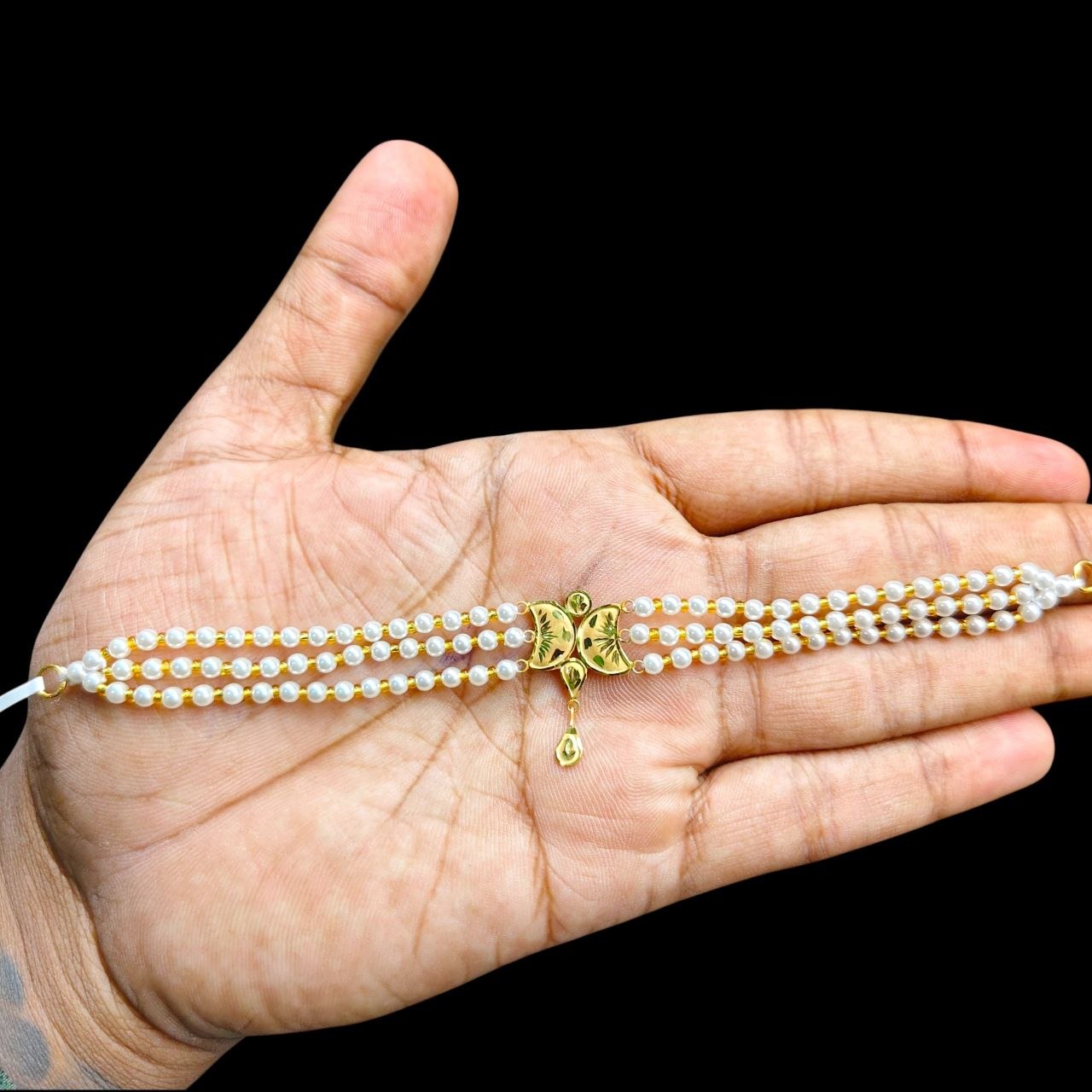 GOLD MOTI CHOKER- (WGT: 0.410 GM APPROX) BIS CERTIFIED HUID HALLMARK 375 9KT GOLD MOTI CHOKER 1 PIECE WITH ADJUSTABLE TASSEL FOR GIFT IN MARRIAGE.