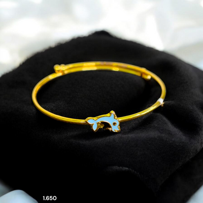 BABY JEWELLERY- (WGT: 1.650 GM APPROX) BIS CERTIFIED 375 9KT GOLD BABY BANGLE 1 PIECE FULL ADJUSTABLE SIZE FROM NEW BORN TO 4 YEARS (FOR RICE CEREMONY AND BIRTHDAY).