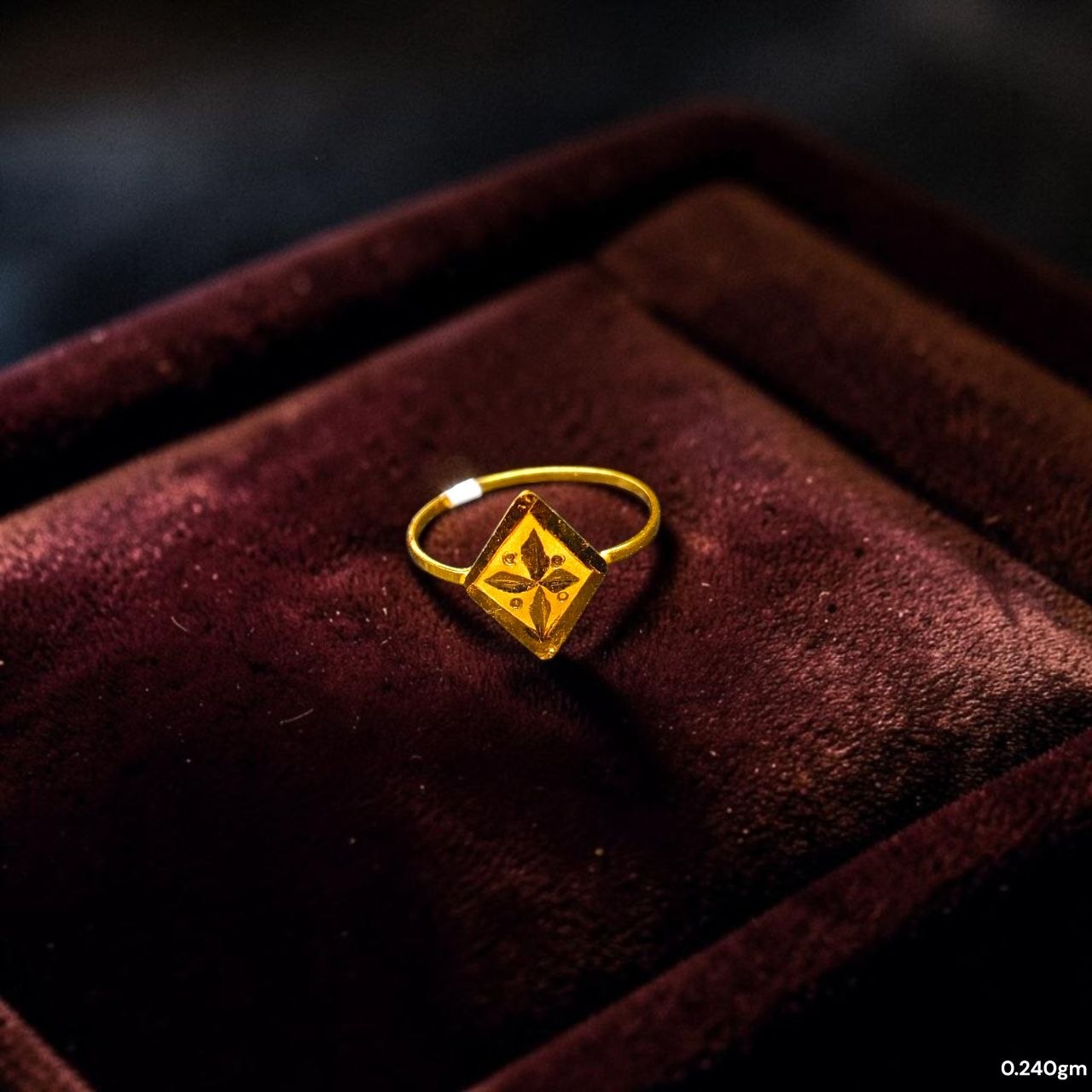 BABY JEWELLERY- TRJ WGT: 0.240 GM APPROX 22KT HUID HALLMARK GOLD BABY FINGER RING 1 PIECE FOR RICE CEREMONY & BIRTHDAY.