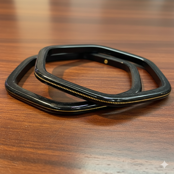 TRJ FOOTBALL BLACK HUID HALLMARK 22KT GOLD LAMINATION POLA BANGLES FACEBOOK VIRAL POLA APP. WGT: 0.100 GM (FUTURE EXCHANGE VALUE 25% OF PRODUCT PRICE IN BILL WITH ANY JEWELLERY).