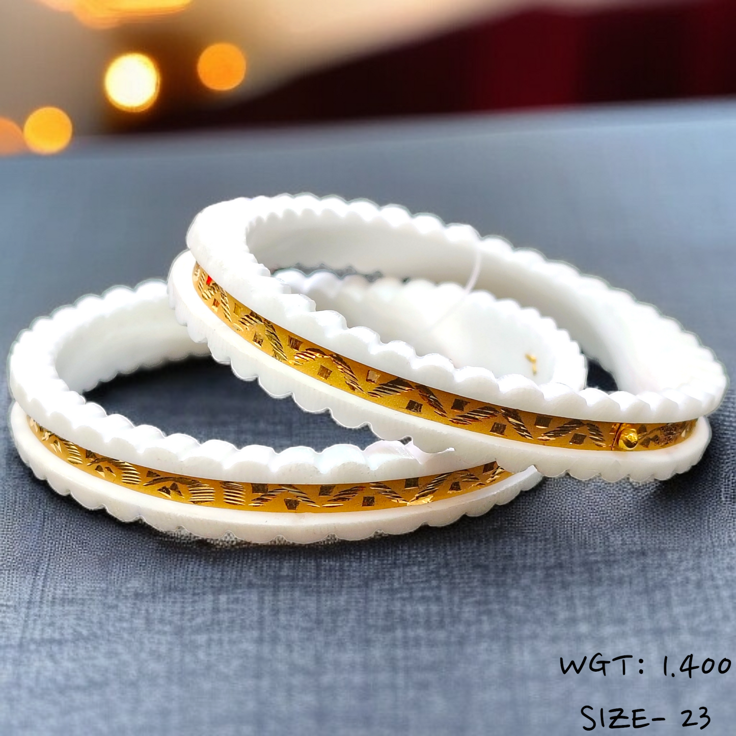TRJ (SIZE: 23) WGT: 1.400 GM APPROX HUID HALLMARK 22KT GOLD SAKHA BANGLES 1 PAIR DESIGN FOR REGULAR USE.