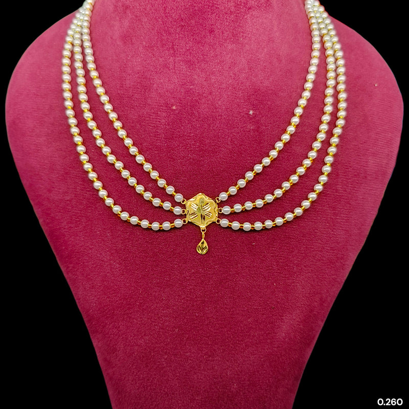 BFG-(WGT: 0.240 GM APPROX) BIS CERTIFIED HUID HALLMARK 375 9KT GOLD MOTI NECKLACE 1 PIECE  WITH ADJUSTABLE TASSEL FOR GIFT IN MARRIAGE.