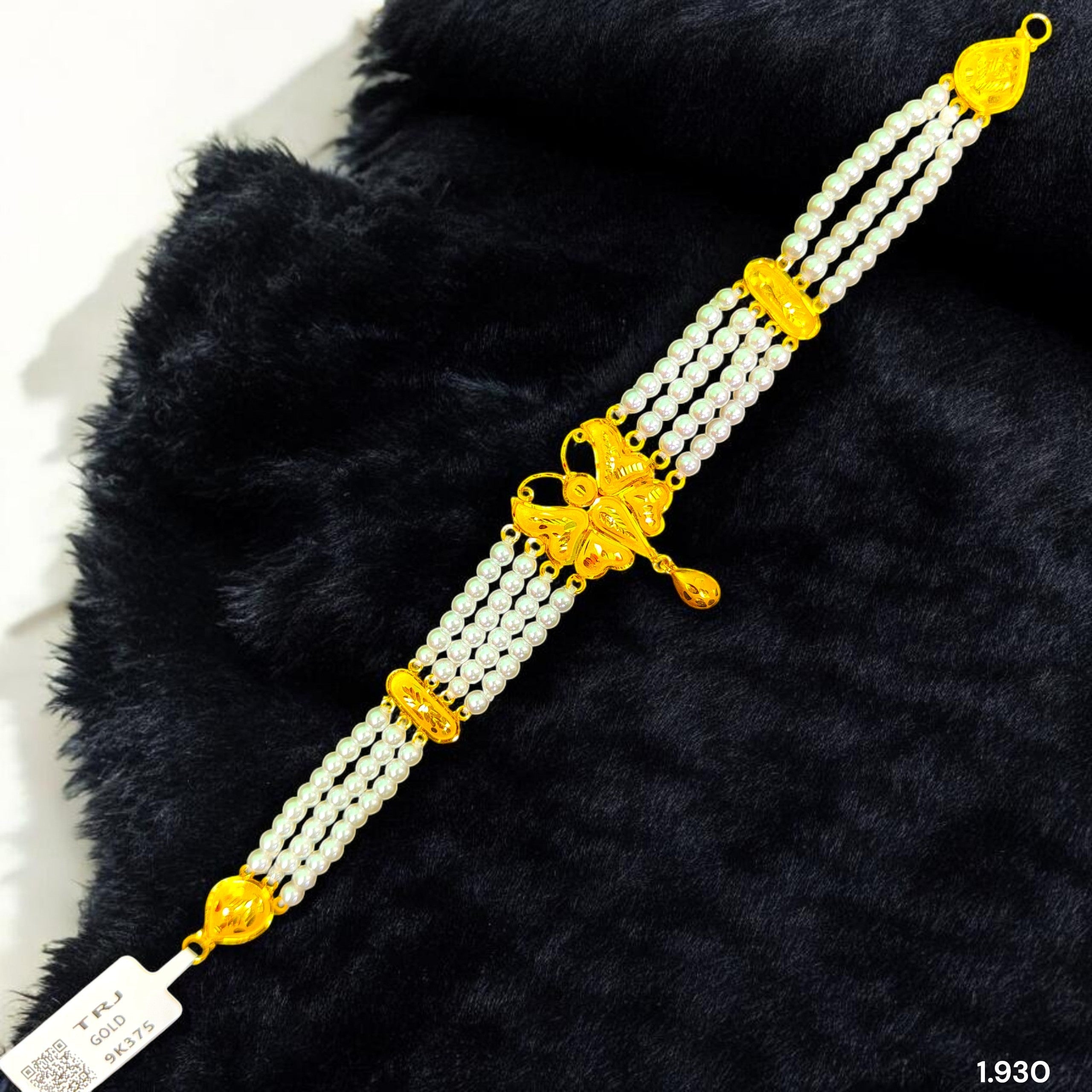 GOLD MOTI CHOKER- (WGT: 1.930 GM APPROX) BIS CERTIFIED HUID HALLMARK 375 9KT GOLD MOTI CHOKER 1 PIECE WITH ADJUSTABLE TASSEL FOR GIFT IN MARRIAGE.
