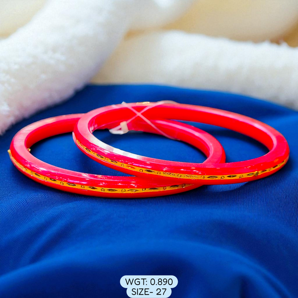 (GSP) TRJ (SIZE: 27) WGT: 0.890 GM APPROX 22KT HUID HALLMARK GOLD POLA BANGLES 1 PAIR DESIGN FOR REGULAR USE.