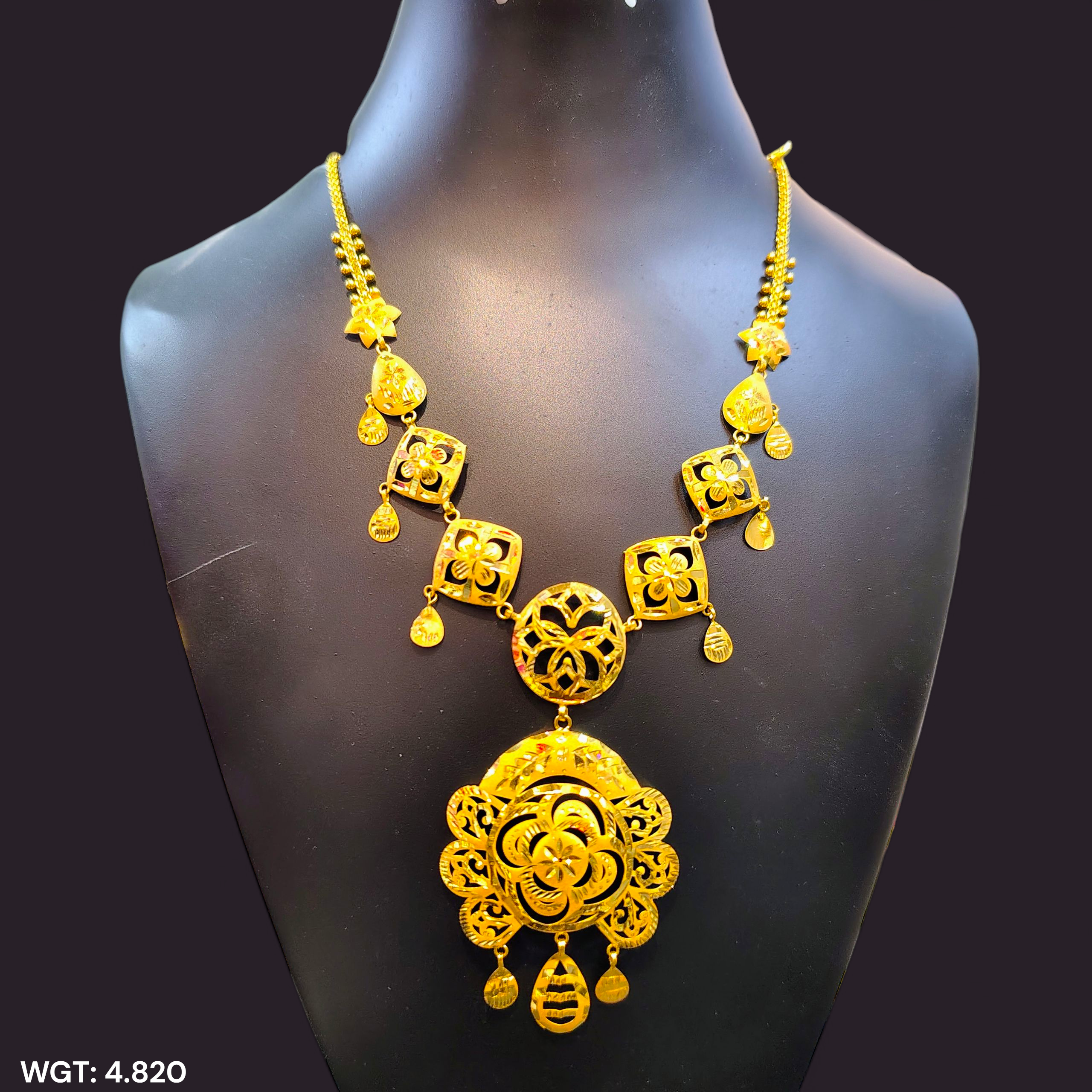 (GCN22) BIS CERTIFIED HUID HALLMARK 916 22KT GOLD NECKLACE CHOKER (APPROX WGT: 4.820 GM) 1 PIECE FOR WOMEN.