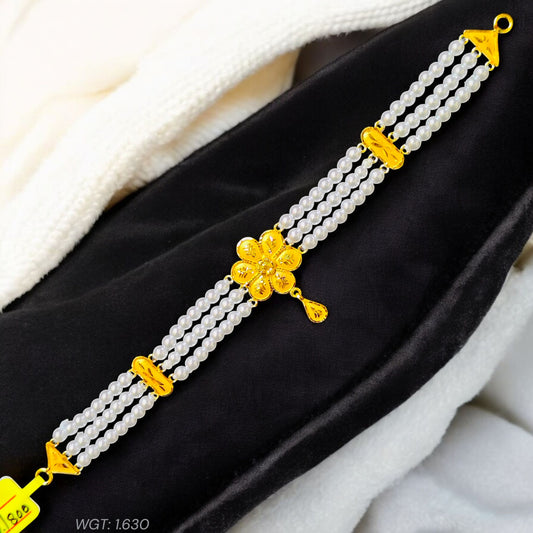 (GMC) CERTIFIED BIS HUID HALLMARK 916 22KT GOLD MOTI CHOKER 1 PIECE (WGT:1.630 GM) WITH ADJUSTABLE TASSEL FOR GIFT IN MARRIAGE.