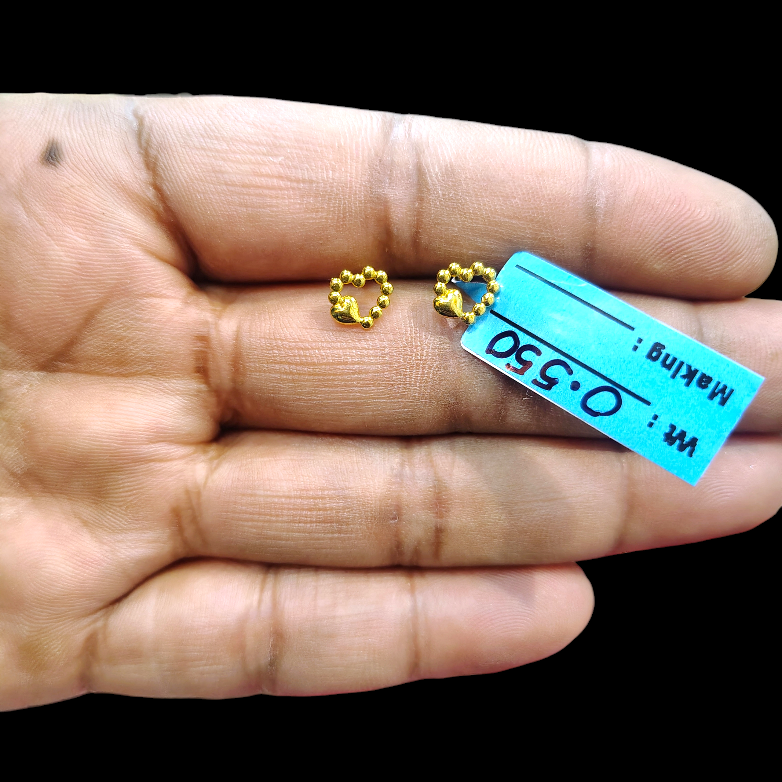 (GSE9) TRJ BABY TOPS WGT: 0.550 GM APPROX BIS CERTIFIED HUID HALLMARK 9KT GOLD STUD EARRINGS FOR WOMEN 1 PAIR FOR REGULAR USE.