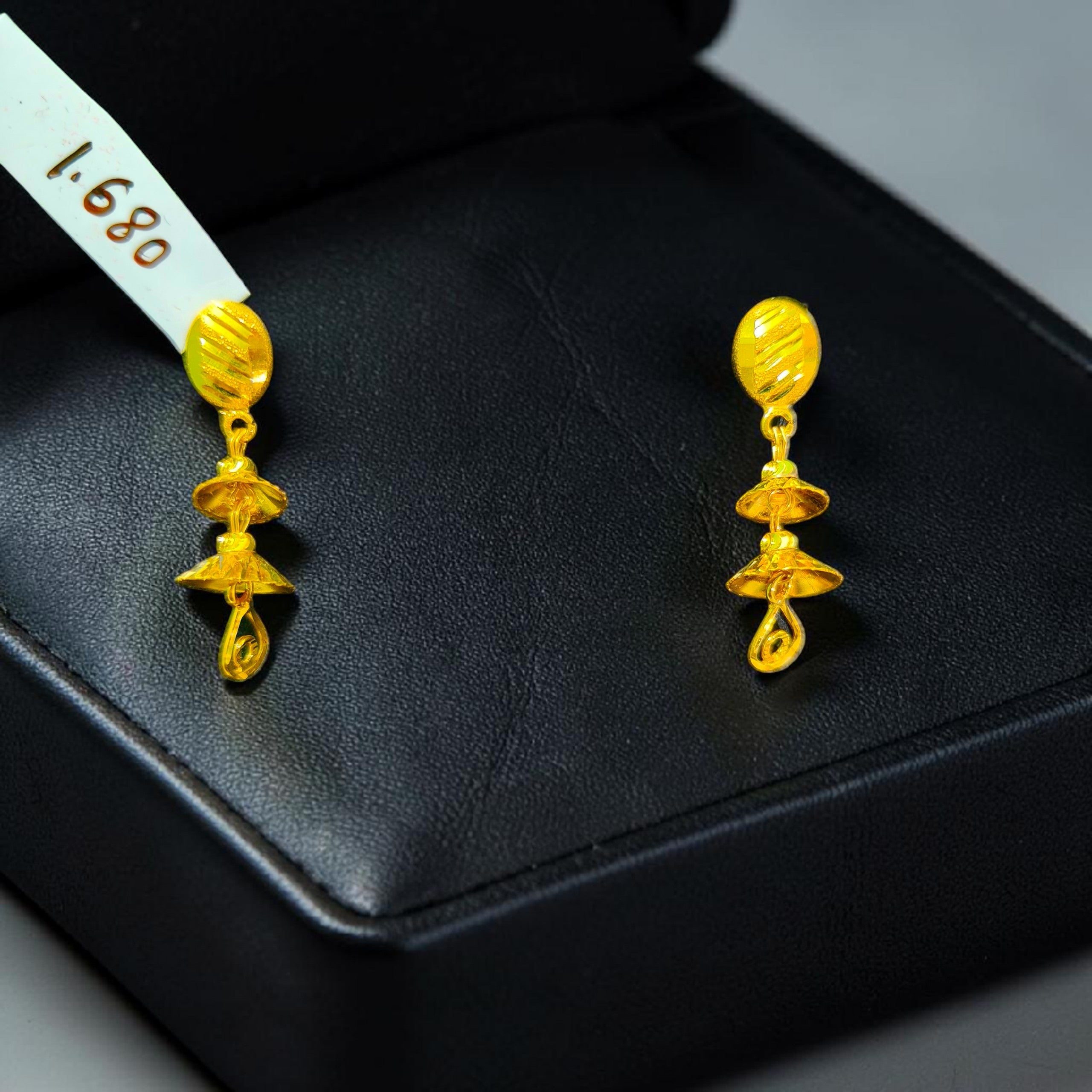 GOLD EARRINGS- (WGT: 1.680 GM APPROX) BIS CERTIFIED HUID HALLMARK 9KT GOLD EARRINGS 1 PAIR FOR WOMEN (BEST FOR GIFT IN MARRIAGE).