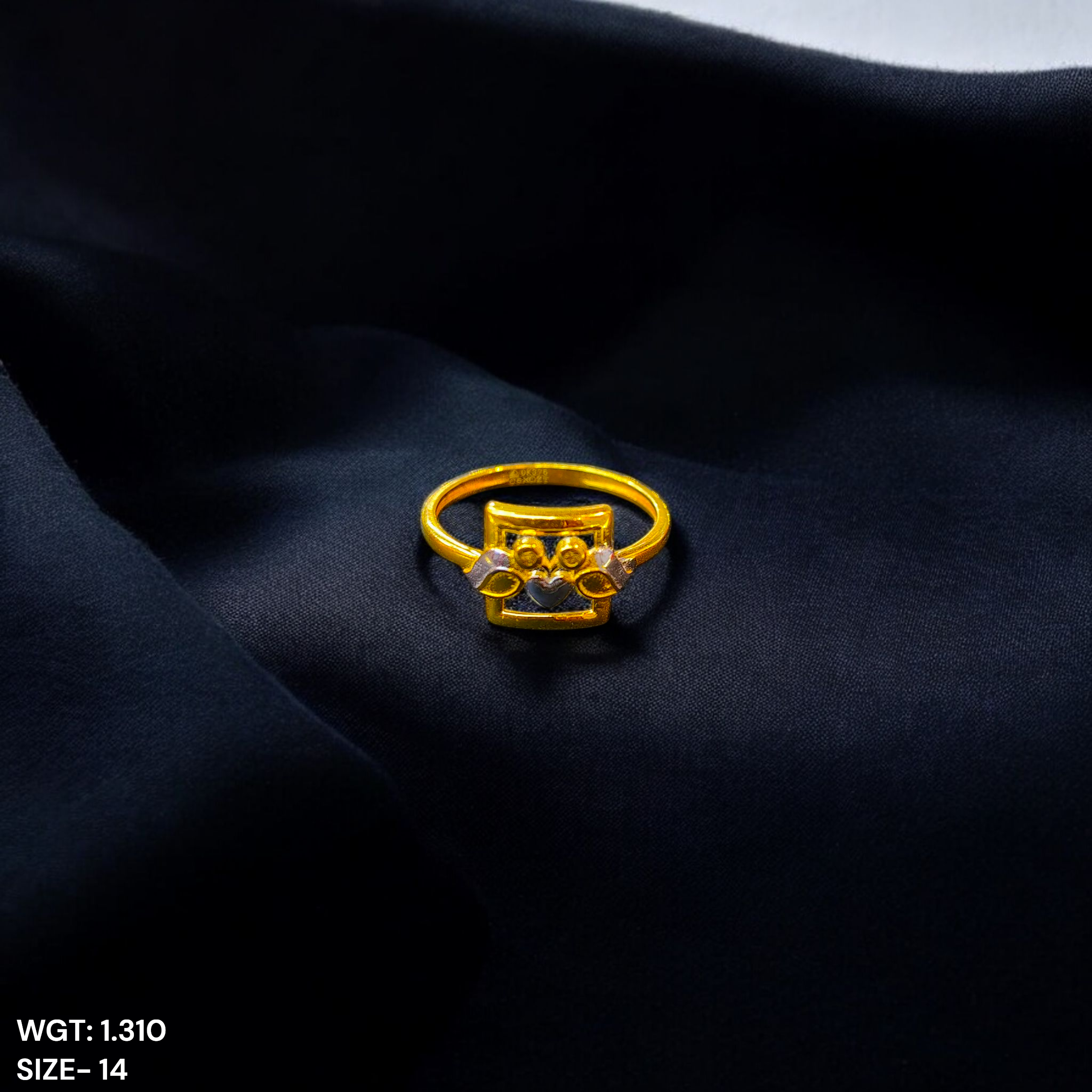 (GLFR9) TRJ (SIZE: 14) WGT: 1.310 GM APPROX BIS CERTIFIED HUID HALLMARK 9KT GOLD FINGER RING FOR WOMEN 1 PIECE FOR REGULAR USE.