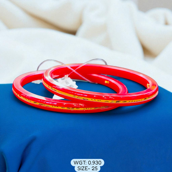 (GSP) TRJ (SIZE: 25) WGT: 0.930 GM APPROX 22KT HUID HALLMARK GOLD POLA BANGLES 1 PAIR DESIGN FOR REGULAR USE.