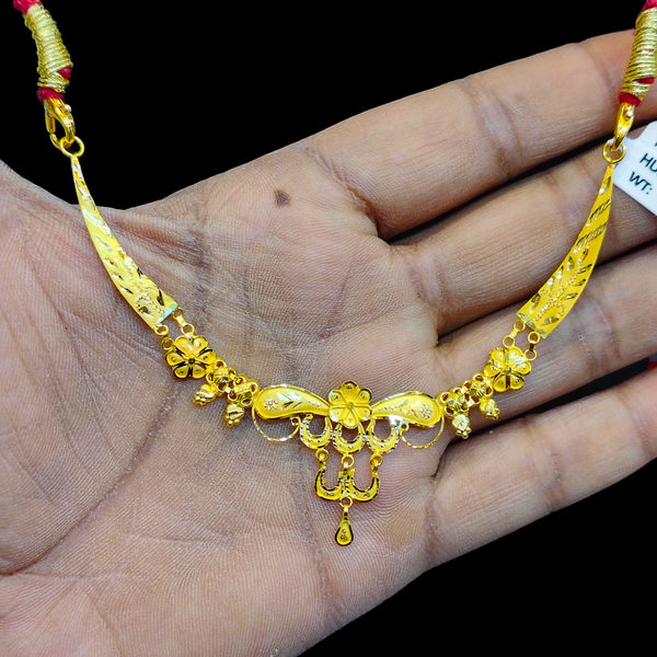 GOLD CHOKER NECKLACE- WGT: 3.010 BIS CERTIFIED HUID HALLMARK 916 22KT GOLD NECKLACE 1 PIECE WITH FREE ADJUSTABLE TASSEL FOR WOMEN.