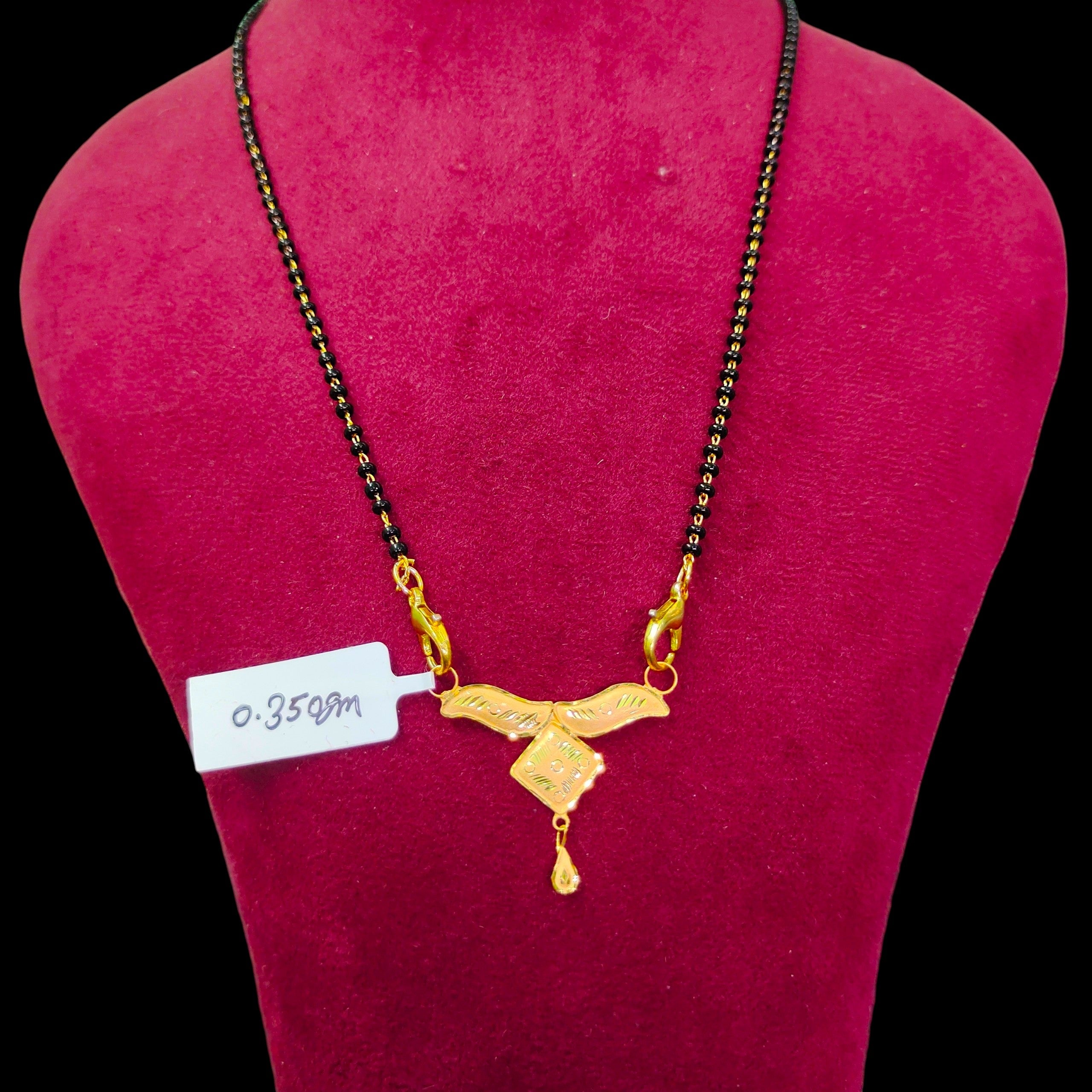 GOLD PENDANT- (WGT: 0.350 GM APPROX) BIS CERTIFIED HUID HALLMARK 375 9KT GOLD PENDANT FOR WOMEN 1 PIECE WITH FREE MANGALSUTRA & TASSEL.