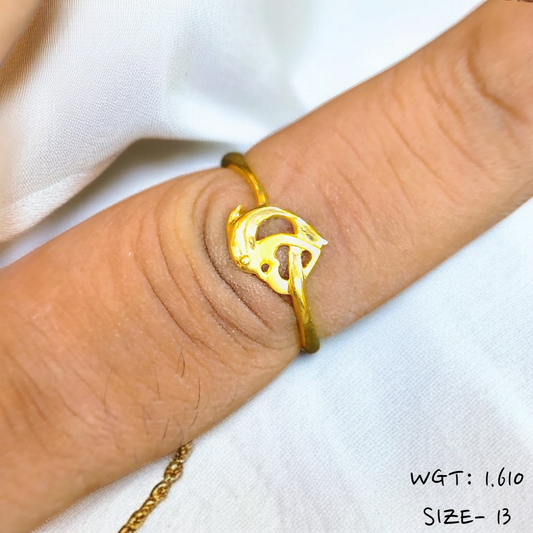 TRJ (SIZE: 13) WGT: 1.610 GM APPROX 22KT HUID HALLMARK GOLD RING FOR WOMEN 1 PIECE.