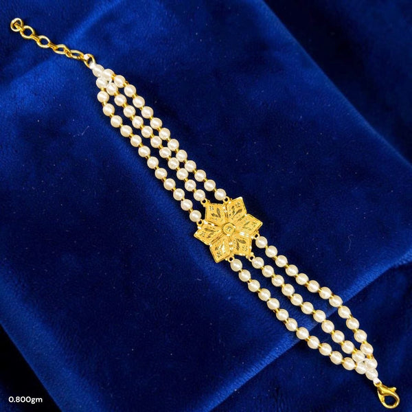 GOLD MANTASHA- (WGT: 0.800 GM APPROX) BIS CERTIFIED HUID HALLMARK 375 9KT GOLD MOTI MANTASHA WITH PEARL CHAIN FOR WOMEN.(7P1WTR)