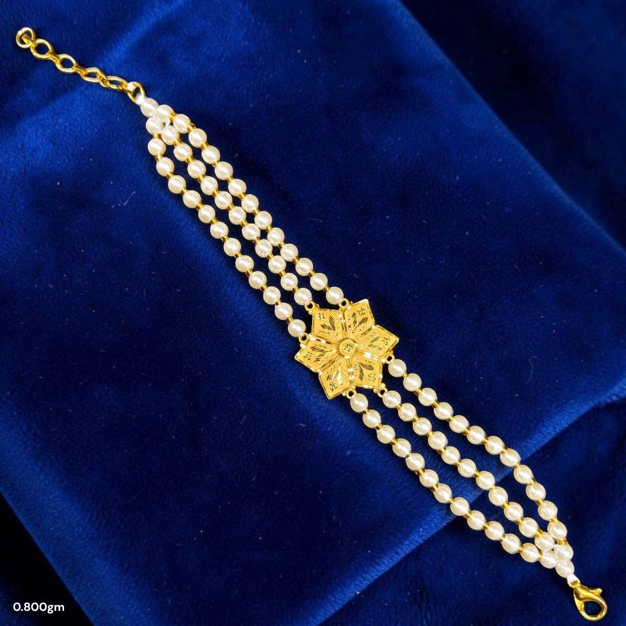 GOLD MANTASHA- (WGT: 0.800 GM APPROX) BIS CERTIFIED HUID HALLMARK 375 9KT GOLD MOTI MANTASHA WITH PEARL CHAIN FOR WOMEN.(7P1WTR)