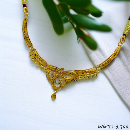 RAJLAXMI WGT: 3.700 GM APPROX HUID HALLMARK 22KT GOLD NECKLACE 1 PIECE WITH ADJUSTABLE TASSEL.