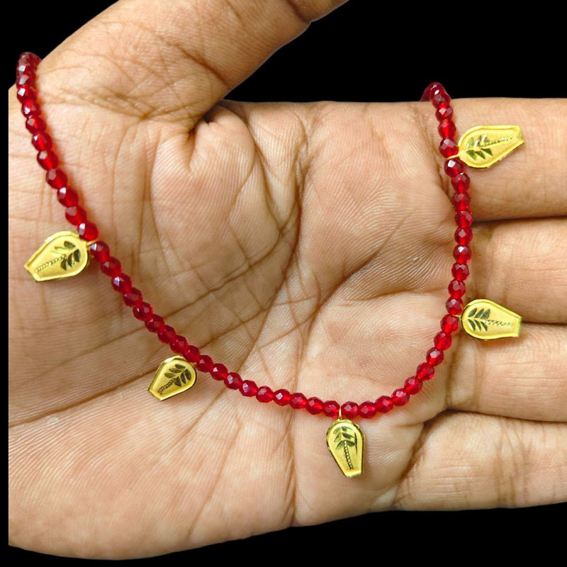 GCS22K- WGT: 0.770 GM APPROX HUID HALLMARK 22KT GOLD MOTI SELIHAR 1 PIECE WITH CRYSTAL CHAIN.(CRKFZI)
