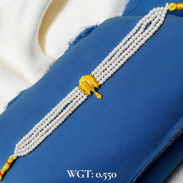 CERTIFIED BIS HUID HALLMARK 916 22KT GOLD MOTI CHOKER 1 PIECE (WGT:0.550 GM) WITH ADJUSTABLE TASSEL FOR GIFT IN MARRIAGE.