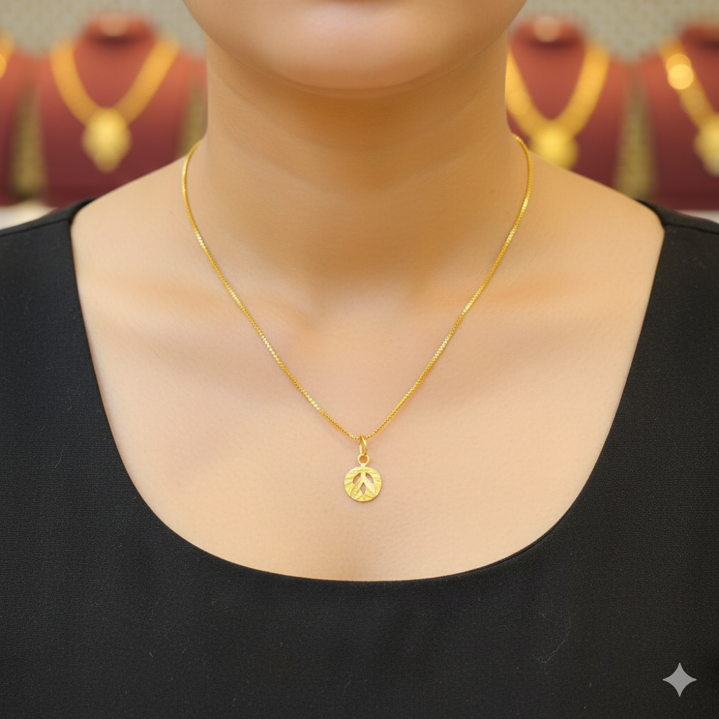 GCH-(WGT: 1.810 GM APPROX) BIS CERTIFIED HUID HALLMARK 9KT GOLD CHAIN WITH PENDANT (18 INCH) 1 PIECE FOR WOMEN.
