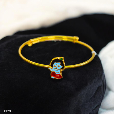 BABY JEWELLERY- (WGT: 1.770 GM APPROX) BIS CERTIFIED 375 9KT GOLD BABY BANGLE 1 PIECE FULL ADJUSTABLE SIZE FROM NEW BORN TO 4 YEARS (FOR RICE CEREMONY AND BIRTHDAY).