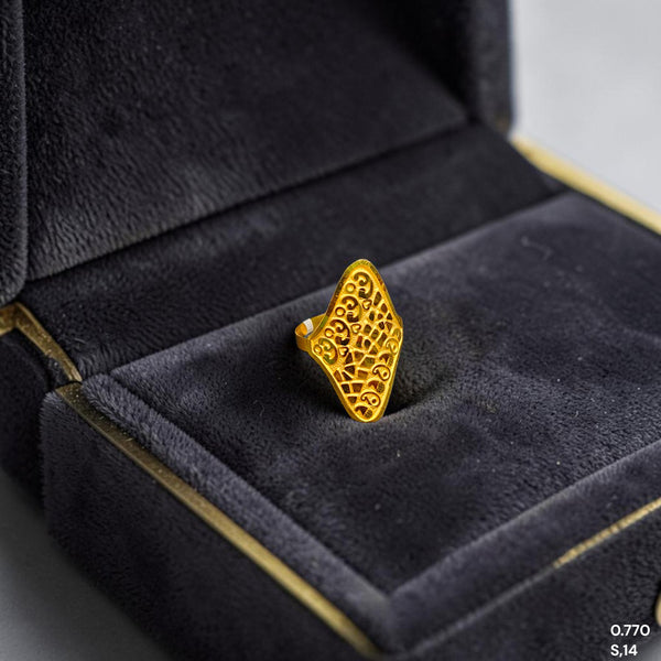 LADIES RING (B29AG4)-(SIZE: 14) WGT: 0.770 GM APPROX BIS CERTIFIED HUID HALLMARK 375 9KT GOLD RING FOR WOMEN 1 PIECE.