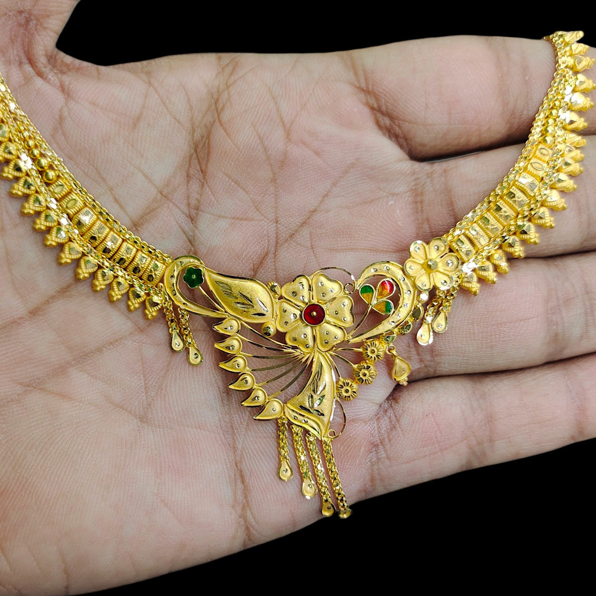 GCN22K- WGT: 8.780 BIS CERTIFIED HUID HALLMARK 916 22KT GOLD NECKLACE 1 PIECE WITH FREE ADJUSTABLE TASSEL FOR WOMEN.(ABB5Z2)