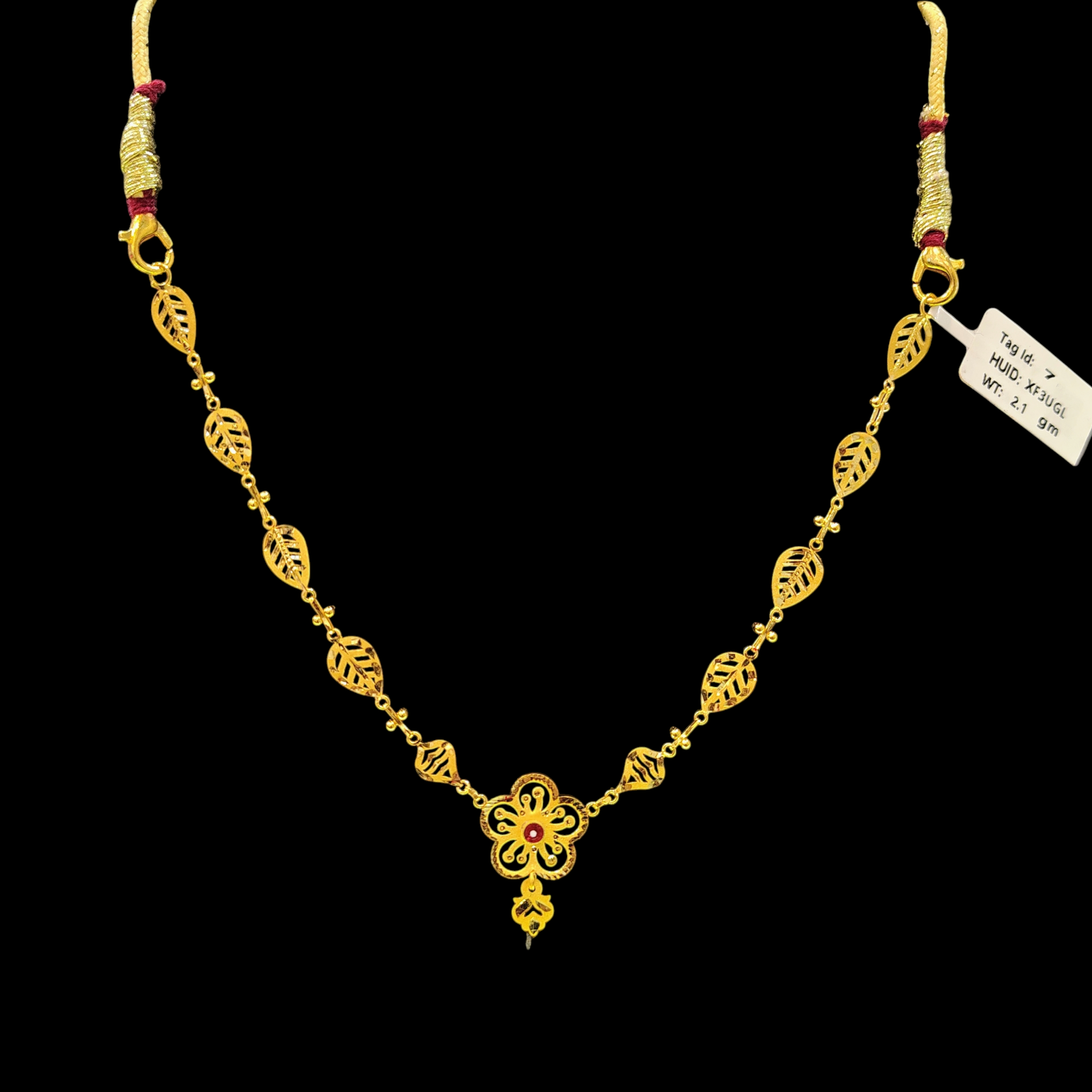 GOLD CHOKER NECKLACE- WGT: 2.100 BIS CERTIFIED HUID HALLMARK 916 22KT GOLD NECKLACE 1 PIECE WITH FREE ADJUSTABLE TASSEL FOR WOMEN.