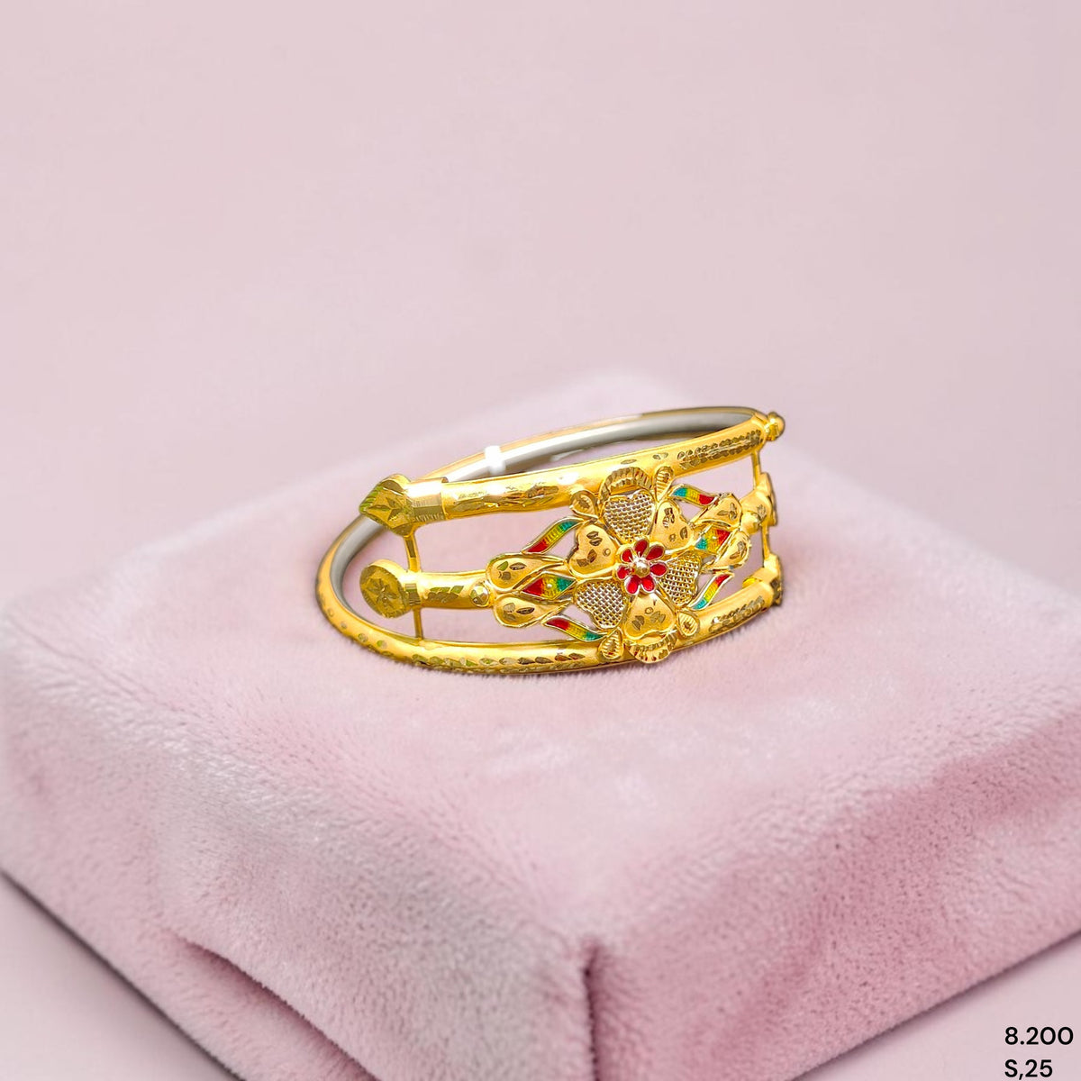 GOLD NOA- (SIZE: 25) WGT: 8.200 GM APPROX BIS CERTIFIED HUID HALLMARK 22KT GOLD BRACELET NOA BADHANO BANGLES 1 PIECE FOR WOMEN. (JZYDK7)