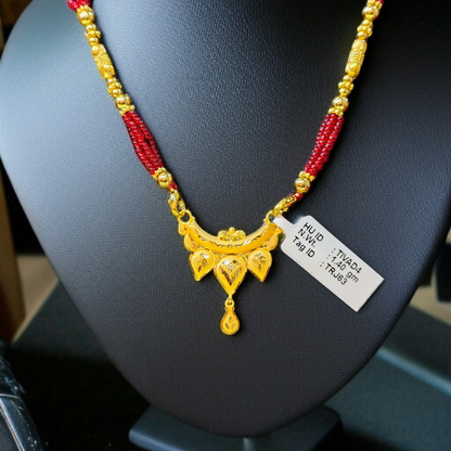 TRJ WGT: 1.400 GM APPROX 22KT HUID HALLMARK GOLD PENDANT MANGALSUTRA 1 PIECE WITH TASSEL.