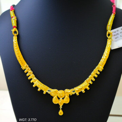 (GCN22) BIS CERTIFIED HUID HALLMARK 916 22KT GOLD NECKLACE CHOKER (APPROX WGT: 3.770 GM) 1 PIECE FOR WOMEN.