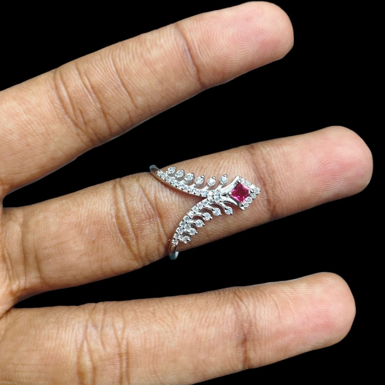 SILVER RING- SIZE:17 (WGT: 2.650 GM APPROX) HALLMARK 925 SILVER FINGER RING 1 PIECE FOR WOMEN (V RING BANKOK IMPORTED DESIGN)- NON EXCHANGEABLE -(SOLD ON MRP).