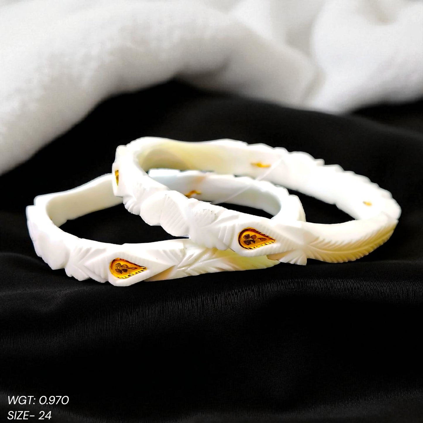 (GSB22) TRJ (SIZE: 24) WGT: 0.970 GM APPROX HUID HALLMARK 22KT GOLD DESIGN SAKHA BADHANO BANGLES 1 PAIR DESIGN FOR REGULAR USE.