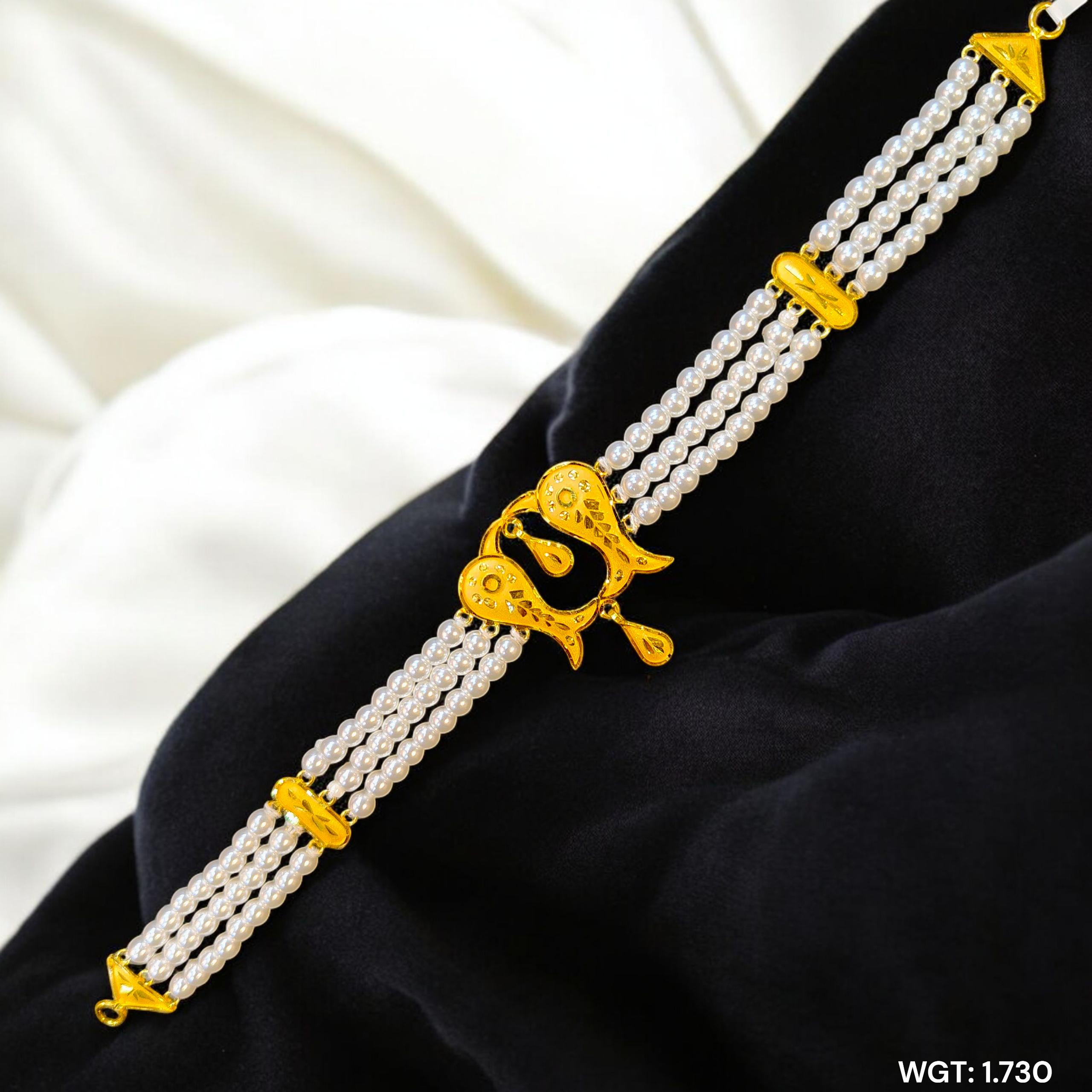 (GMC) CERTIFIED BIS HUID HALLMARK 916 22KT GOLD MOTI CHOKER 1 PIECE (WGT: 1.730 GM) WITH ADJUSTABLE TASSEL FOR GIFT IN MARRIAGE.