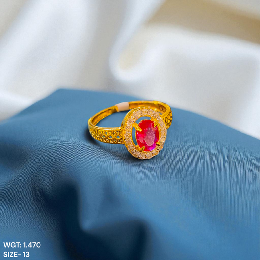 TRJ (SIZE: 13) CERTIFIED BIS HUID HALLMARK 750 18KT GOLD LADIES FINGER RING FOR WOMEN 1 PIECE (WGT: 1.470 GRAM APPROX) STUDDED WITH ITALIAN VVS QUALITY CZ STONE.