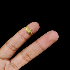 BABY JEWELLERY- TRJ WGT: 0.300 GM APPROX 375 9KT HUID HALLMARK GOLD BABY FINGER RING 1 PIECE FOR RICE CEREMONY & BIRTHDAY.