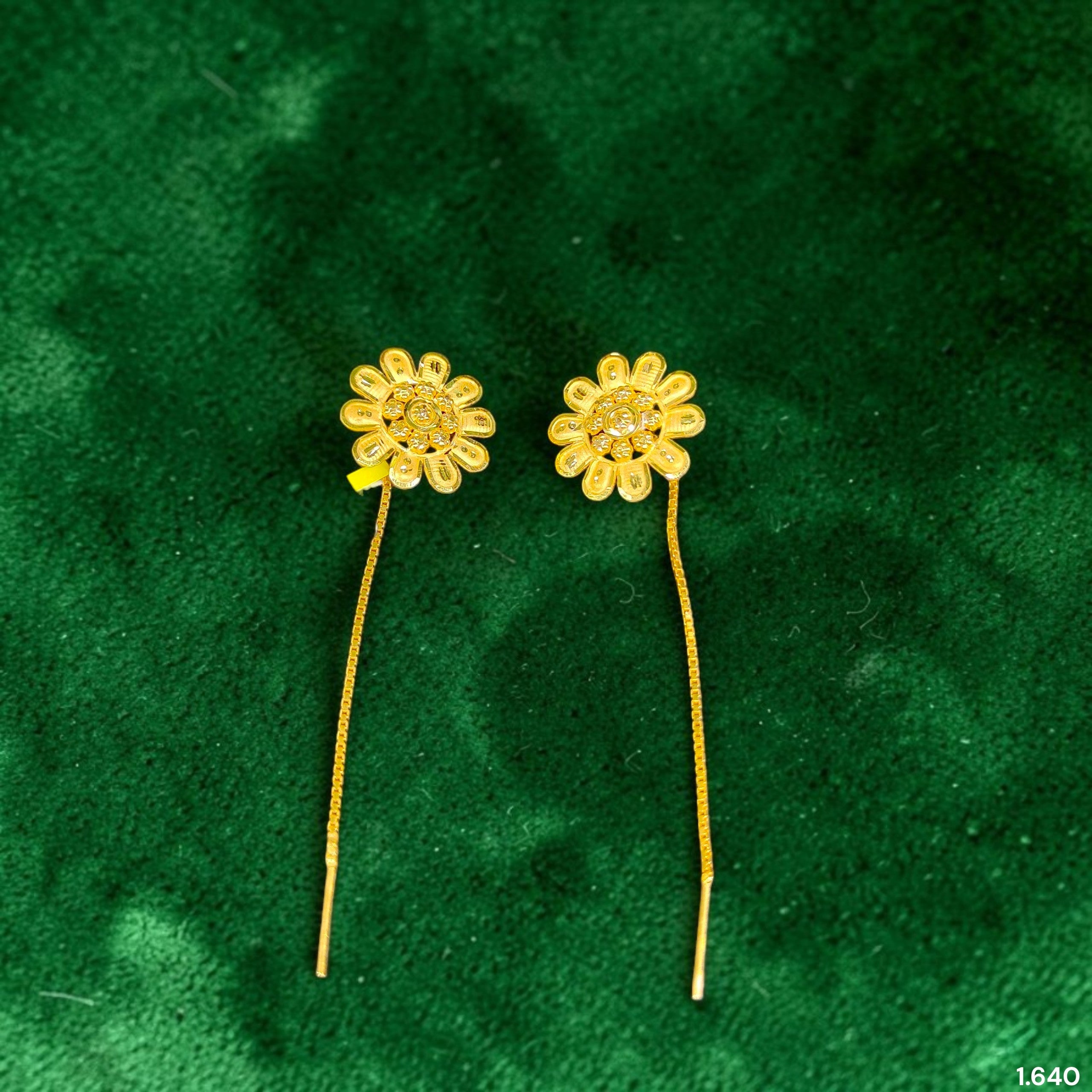 GOLD SUIDHAGA- (WGT: 1.640 GM APPROX) BIS CERTIFIED HUID HALLMARK 9KT GOLD SUIDHAGA EARRINGS (1 PAIR) FOR WOMEN. (358VS2)-(4XZFCB)