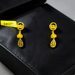 GOLD EARRINGS- (WGT: 1.240 GM APPROX) BIS CERTIFIED HUID HALLMARK 9KT GOLD EARRINGS 1 PAIR FOR WOMEN (BEST FOR GIFT IN MARRIAGE).