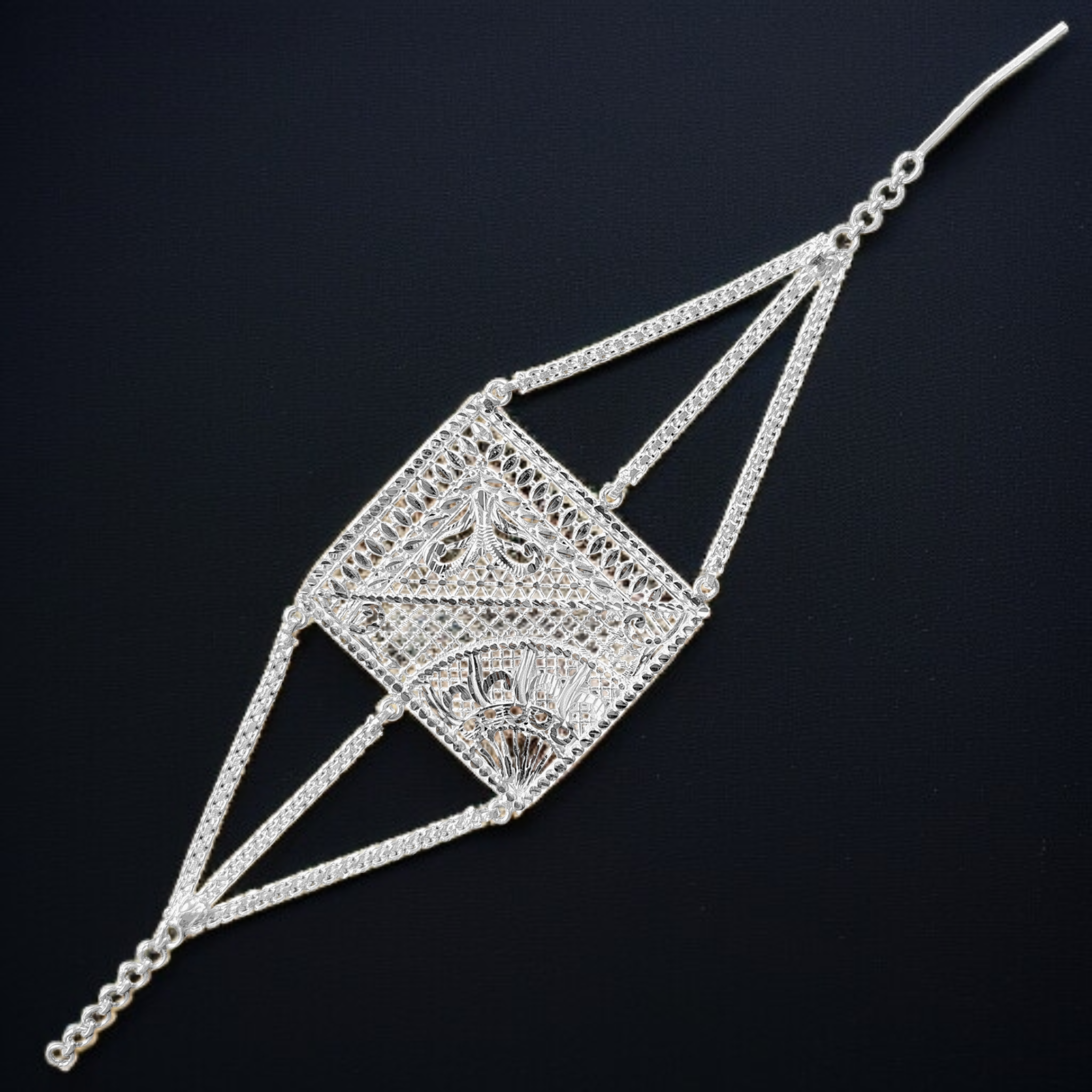 (SLMT) 725 ORIGINAL SILVER MANTASHA WGT: 19.540 GRAM 1 PIECE FOR WOMEN BY RAJLAXMI.