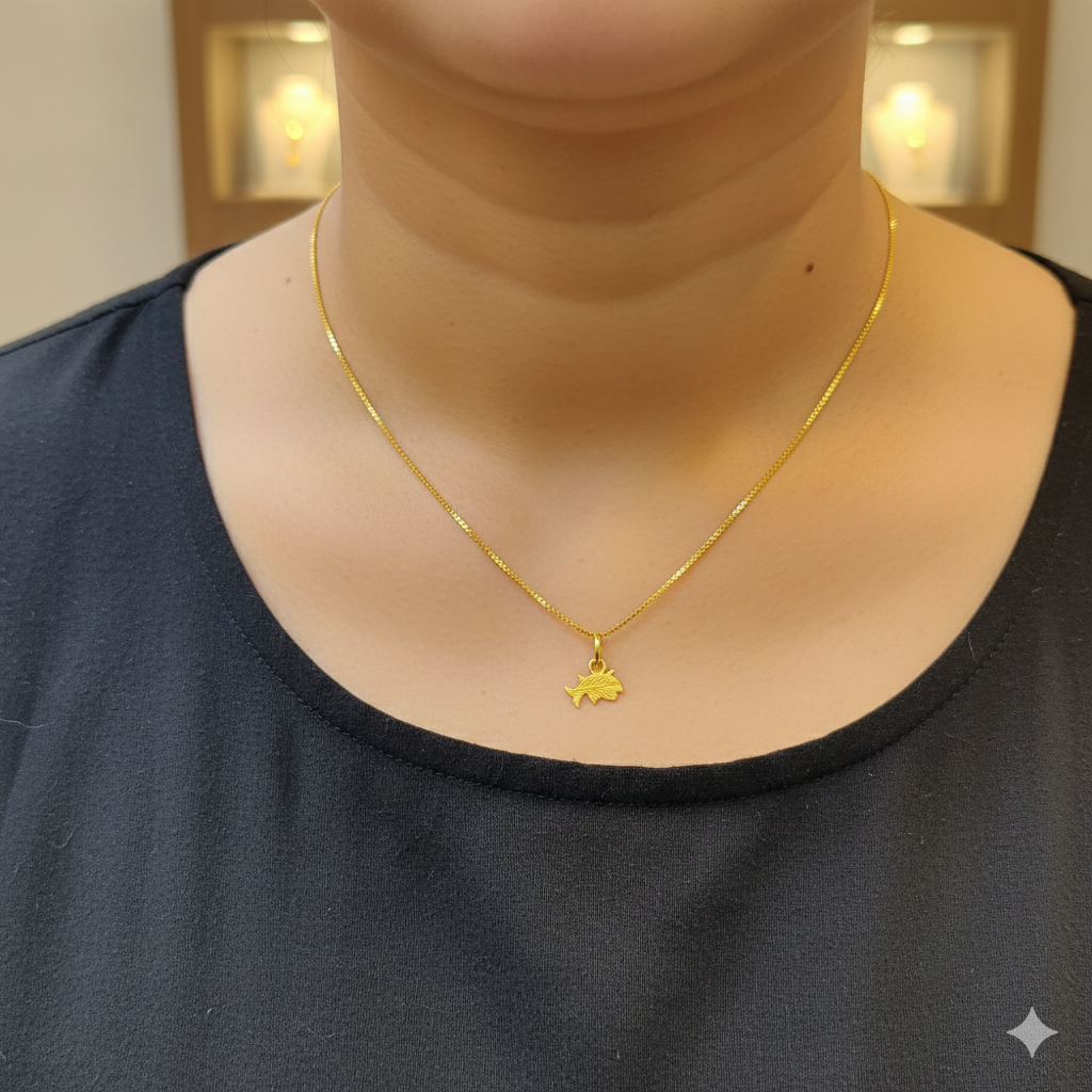 GCH-(WGT: 1.810 GM APPROX) BIS CERTIFIED HUID HALLMARK 9KT GOLD CHAIN WITH PENDANT (18 INCH) 1 PIECE FOR WOMEN.